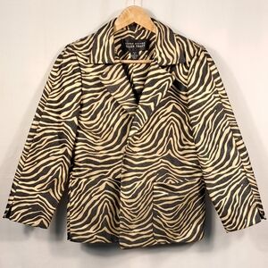 Linda Allard Ellen Tracy Zebra Print Twill Blazer Petite 4